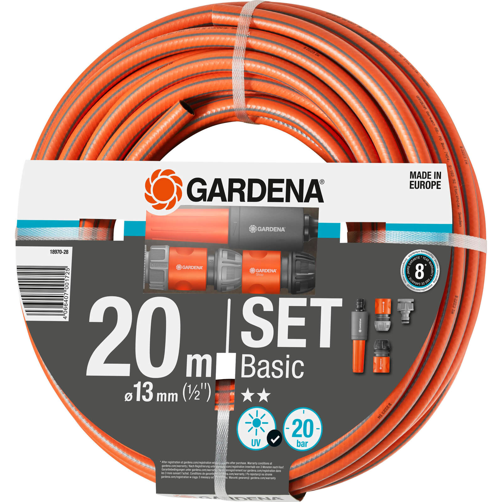 Image of Gardena Basic Hose Pipe Set 1/2" / 12.5mm 20m Orange