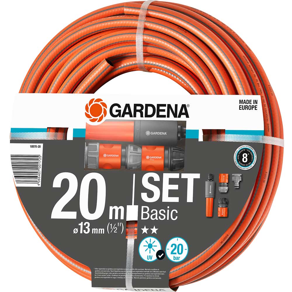 Gardena Basic Hose Pipe Set 1/2" / 12.5mm 20m Orange