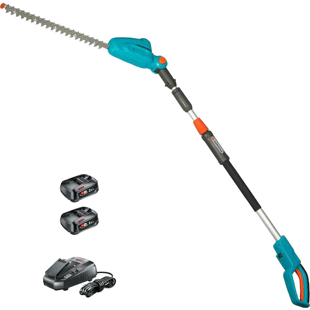 Gardena THS 42 P4A 18v Cordless Telescopic Hedge Trimmer 420mm 2 x 2.5ah Li-ion Battery Charger