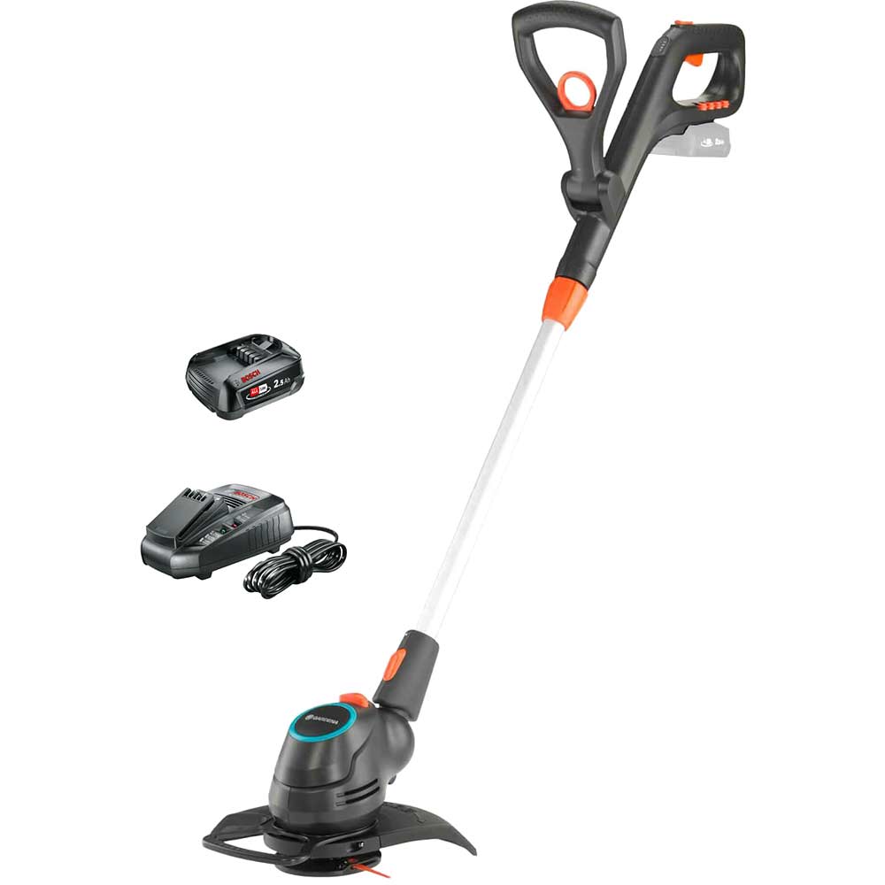 Gardena COMFORTCUT 23 P4A 18v Cordless Grass Trimmer and Edger 230mm 1 x 2.5ah Li-ion Battery Charger