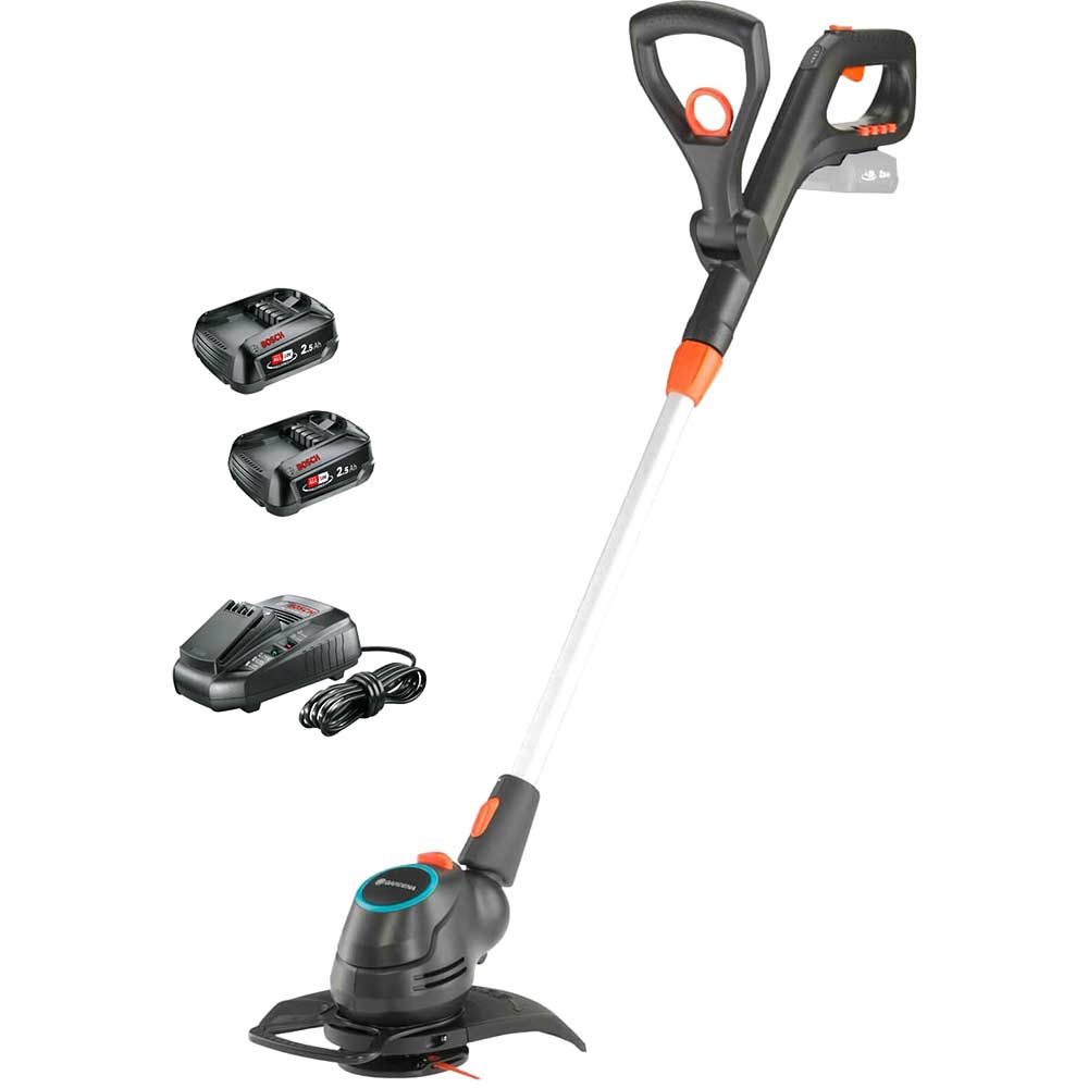 Gardena COMFORTCUT 23 P4A 18v Cordless Grass Trimmer and Edger 230mm 2 x 2.5ah Li-ion Battery Charger