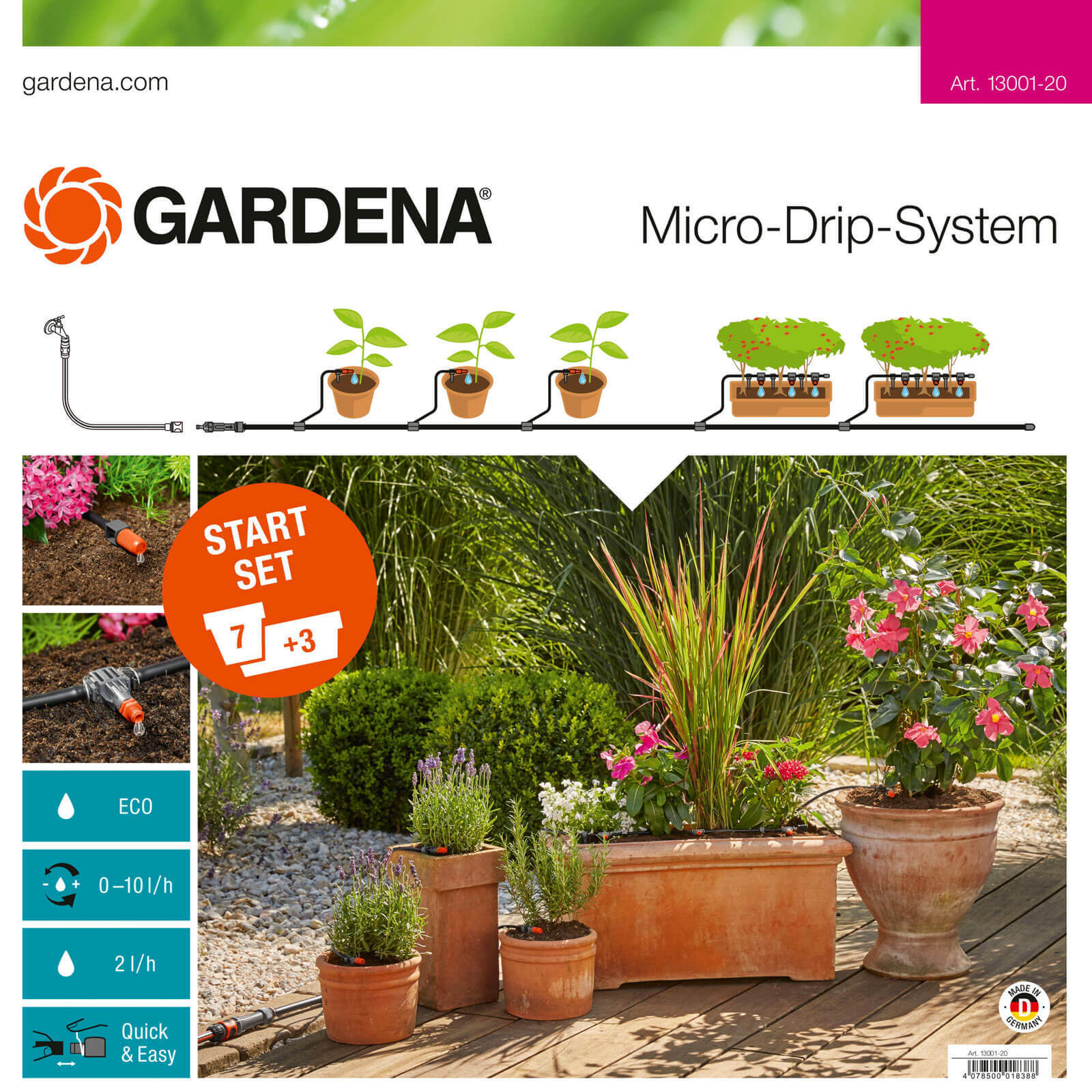 Image of Gardena MICRO DRIP 7 Pot and Planter Water Irrigation Starter Set