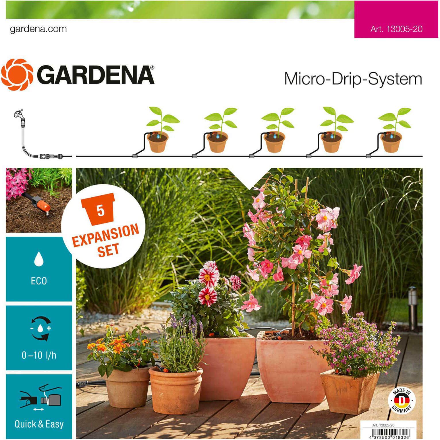 Photos - Other for Irrigation GARDENA MICRO DRIP Flower Pot Irrigation Extension Set 13005-20 