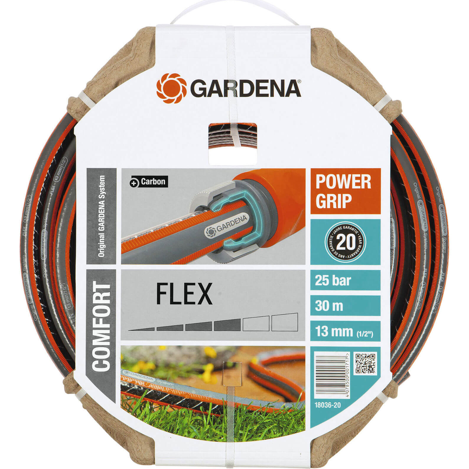 Image of Gardena Comfort FLEX Hose Pipe 1/2" / 12.5mm 30m Grey & Orange
