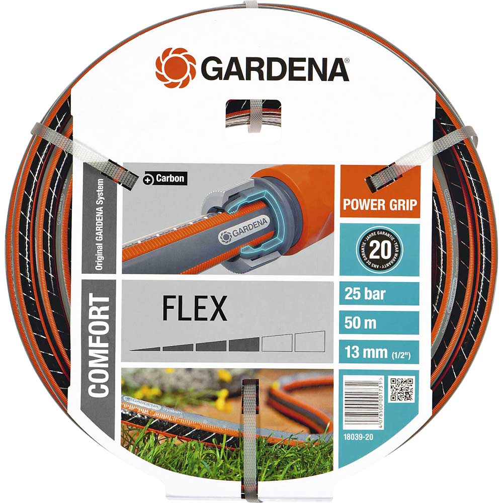Gardena Comfort FLEX Hose Pipe 1/2" / 12.5mm 50m Grey & Orange