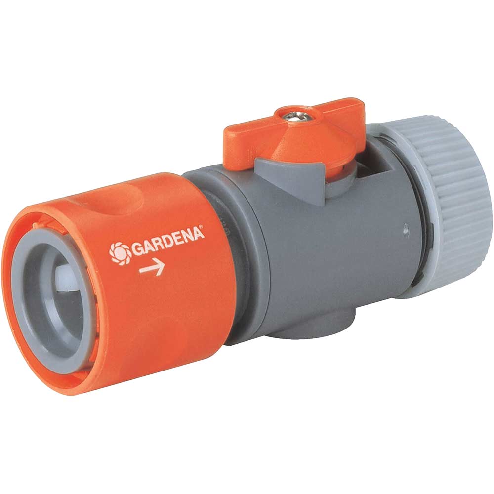 Image of Gardena ORIGINAL Hose Pipe Connector with Control Valve 1/2" / 12.5mm Pack of 1