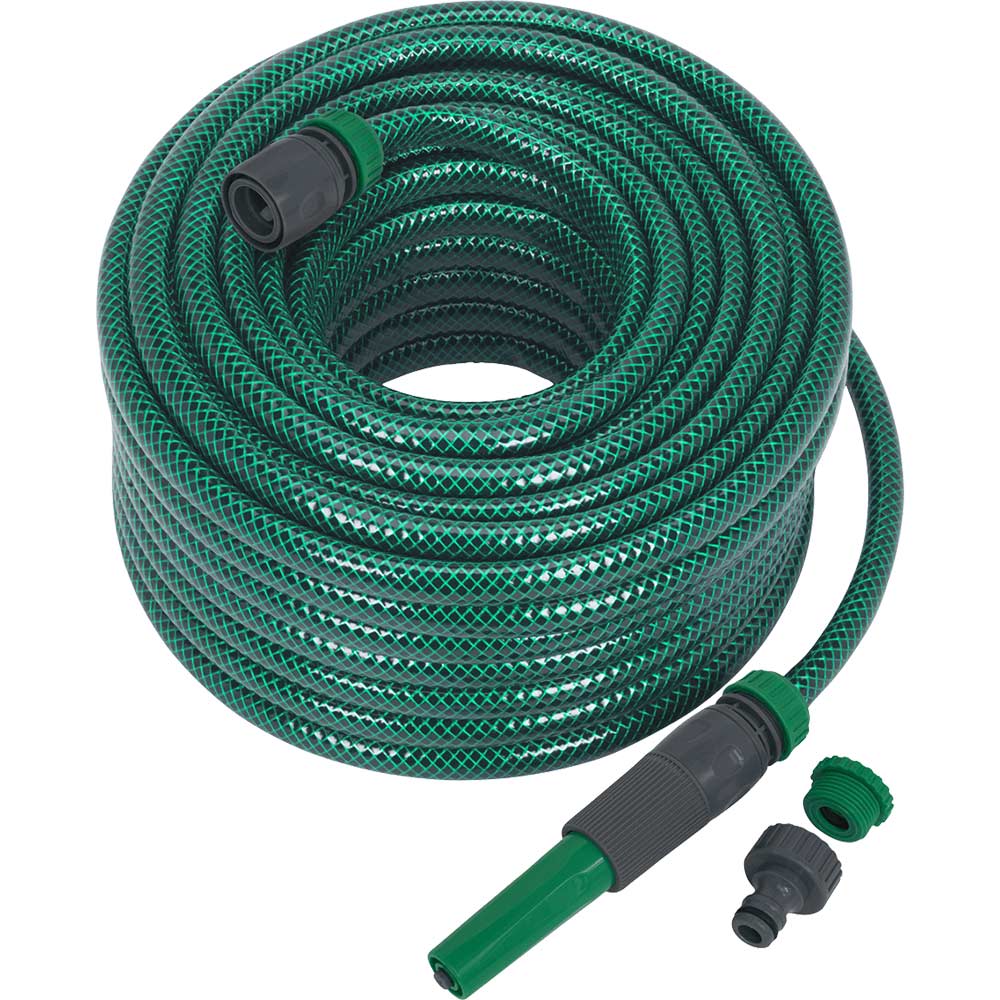 Sealey Garden Hose Pipe with Fittings 1/2" / 12.5mm 30m Green