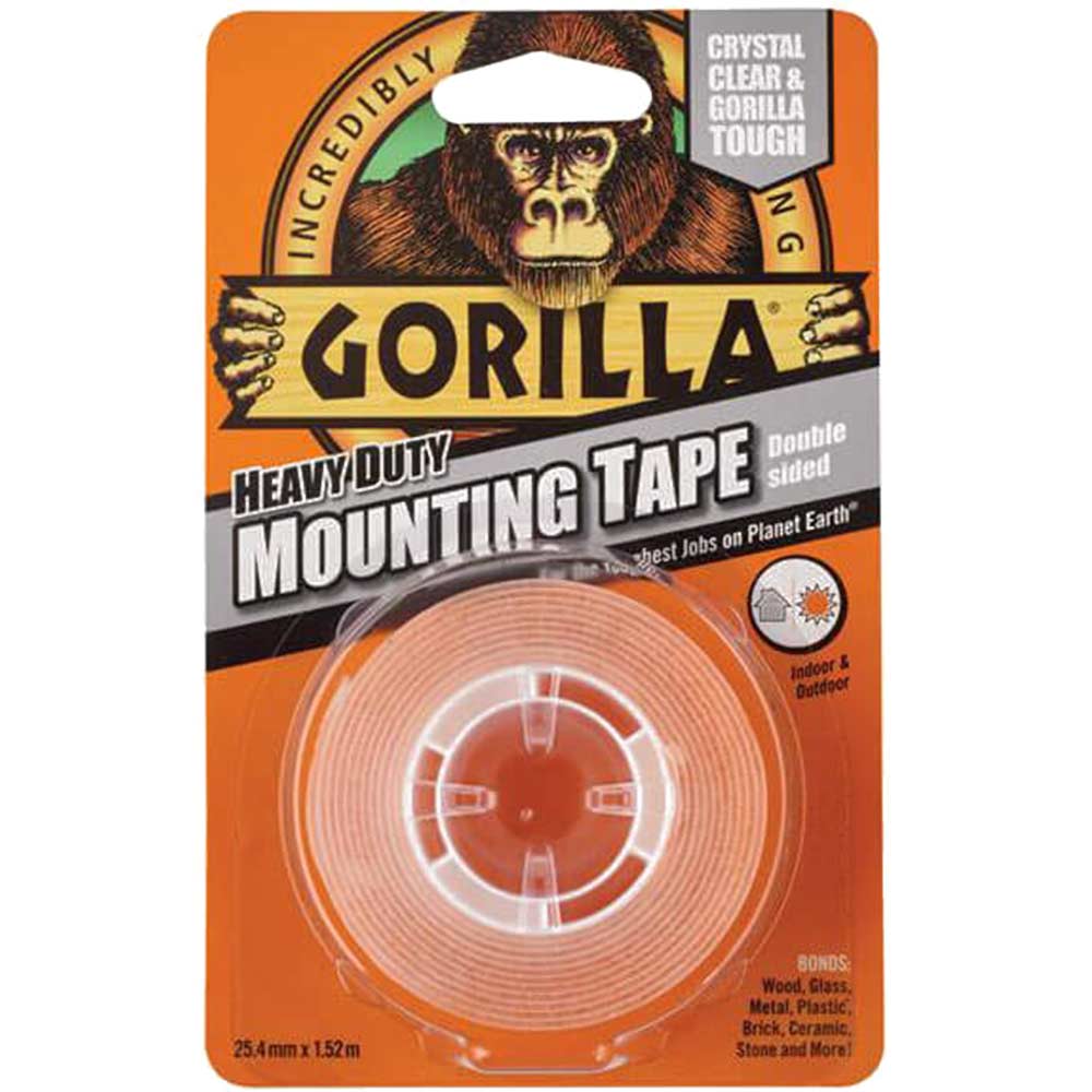 Image of Gorilla Glue Heavy-Duty Double SidedTape Clear 25mm 1.5m