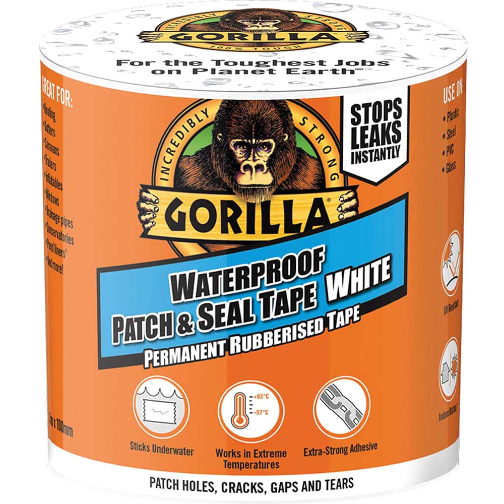 Image of Gorilla Glue Waterproof Patch and Seal Tape White 100mm 3m