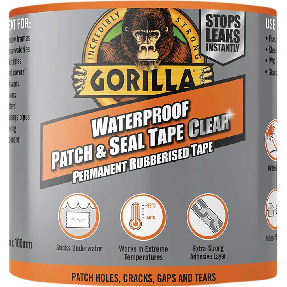 Gorilla Glue Waterproof Patch and Seal Tape Clear 100mm 2.4m