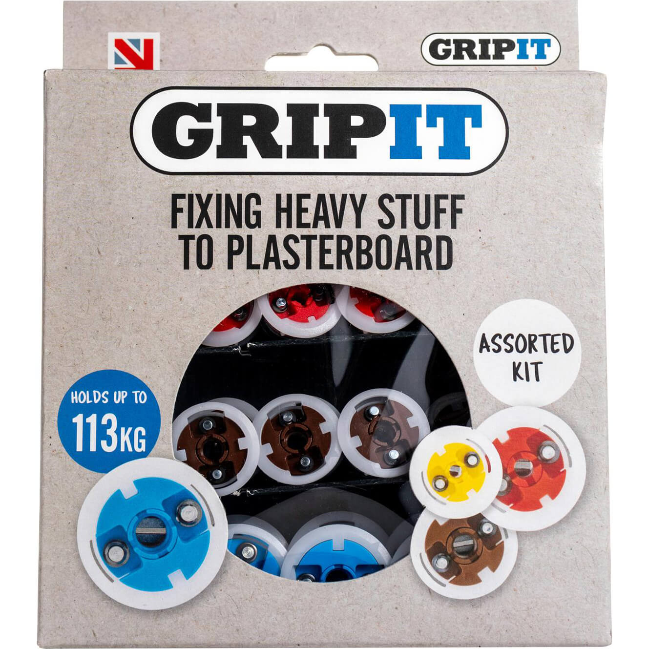 Image of Gripit 32 Piece Assorted Plasterboard Fixings Kit