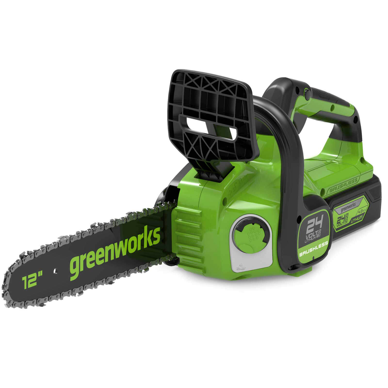 Image of Greenworks GD24CS30 24v Cordless Brushless Chainsaw 300mm 1 x 4ah Li-ion Charger