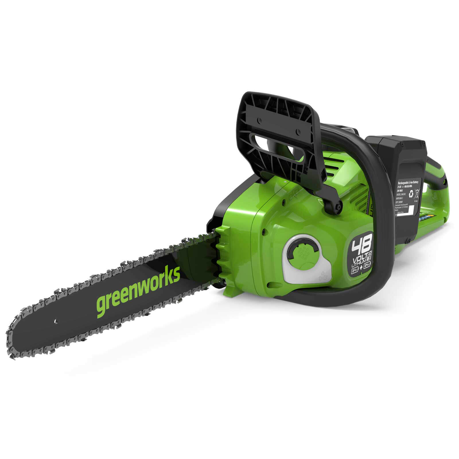 Image of Greenworks GD24X2CS36 48v Cordless Chainsaw 360mm 2 x 4ah Li-ion Charger