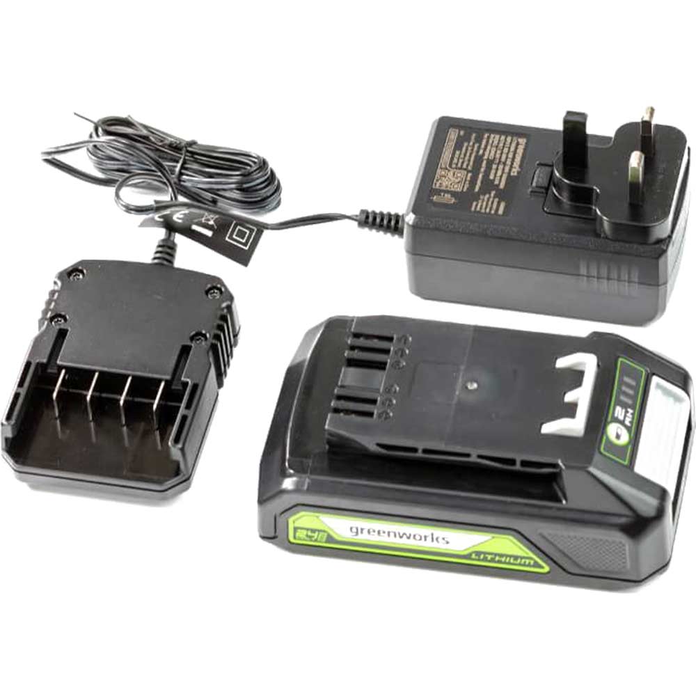 Greenworks GSK24B2 24v Cordless Li-ion Battery 2ah and Standard Battery Charger 2ah