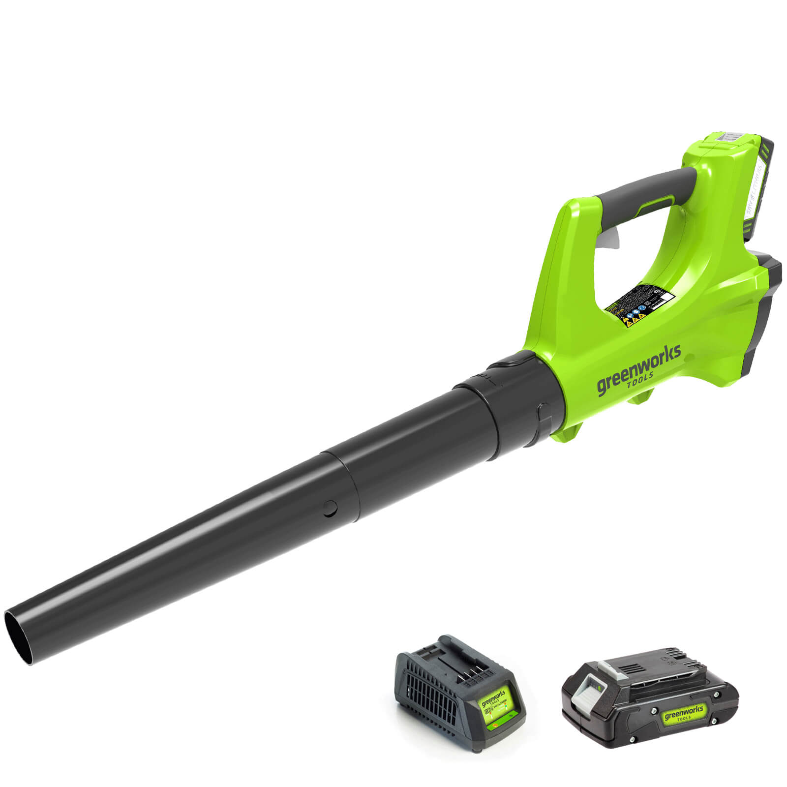 Image of Greenworks G24AB 24v Cordless Axial Garden Leaf Blower 1 x 2ah Li-ion Charger