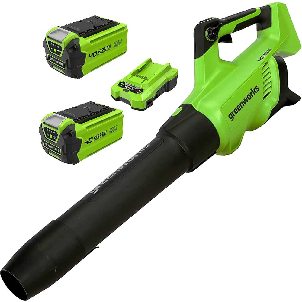 Greenworks GD40ABII 40v Cordless Axial Leaf Blower 2 x 2ah Li-ion Battery Charger