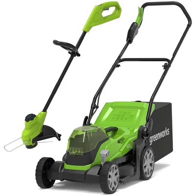 Greenworks 48v Cordless Rotary Lawnmower and Grass Trimmer 250mm