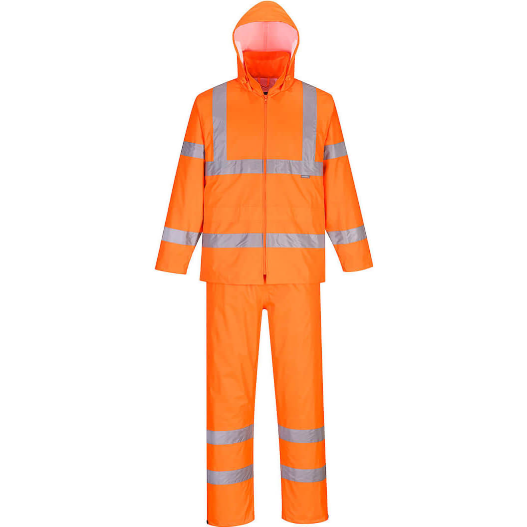 Image of Portwest Hi Vis Packaway Rainsuit Orange L 31"