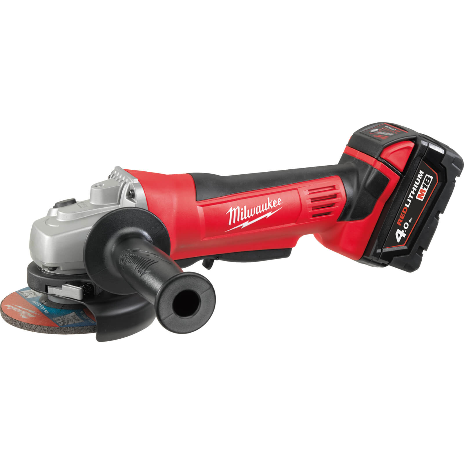 Image of Milwaukee HD18 AG-115 18v Cordless Angle Grinder 115mm 2 x 4ah Li-ion Charger Case