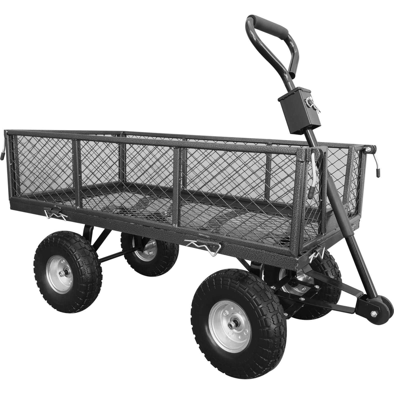 Handy THGT Small Steel Garden Trolley with Punctureless Wheels 200kg