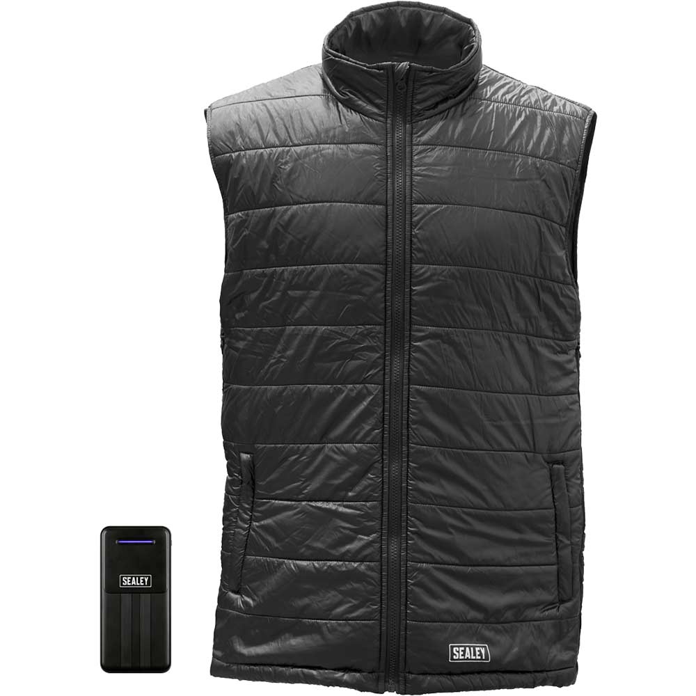 Sealey 5v Heated Bodywarmer and 10ah Power Bank Black One Size