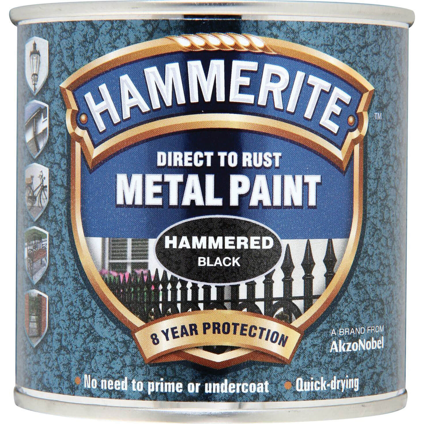 Image of Hammerite Hammered Finish Metal Paint Black 250ml