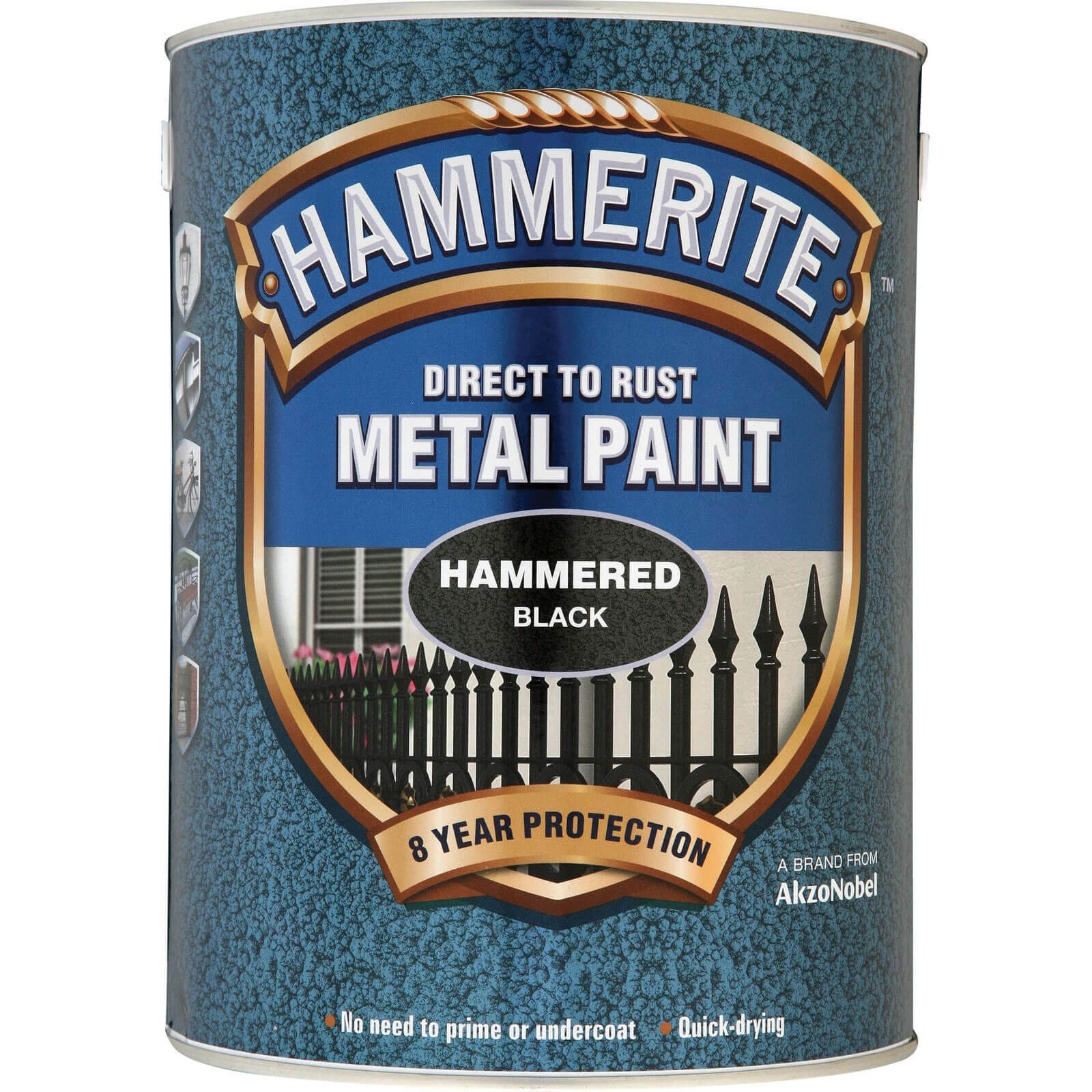Image of Hammerite Hammered Finish Metal Paint Black 5000ml