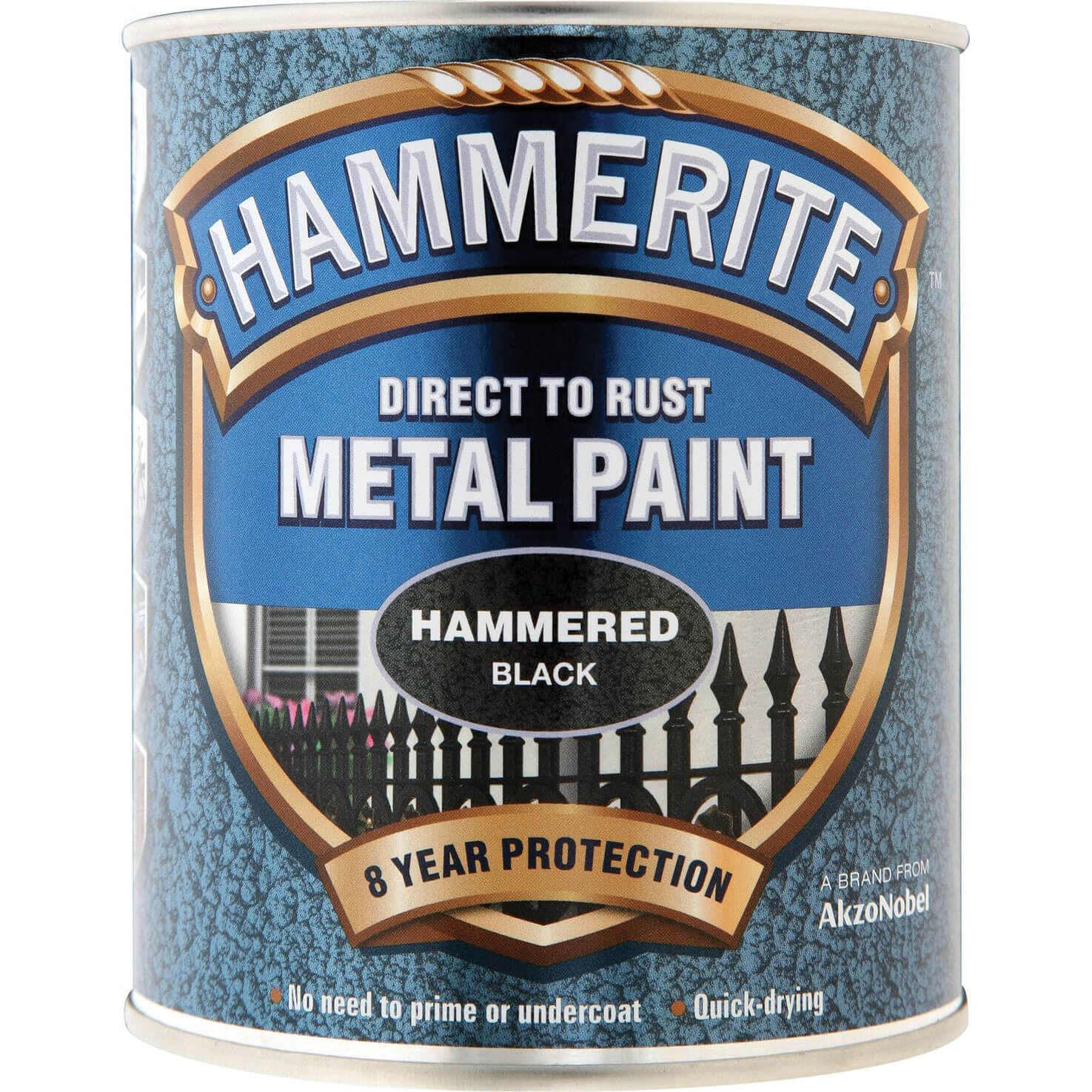 Image of Hammerite Hammered Finish Metal Paint Black 750ml