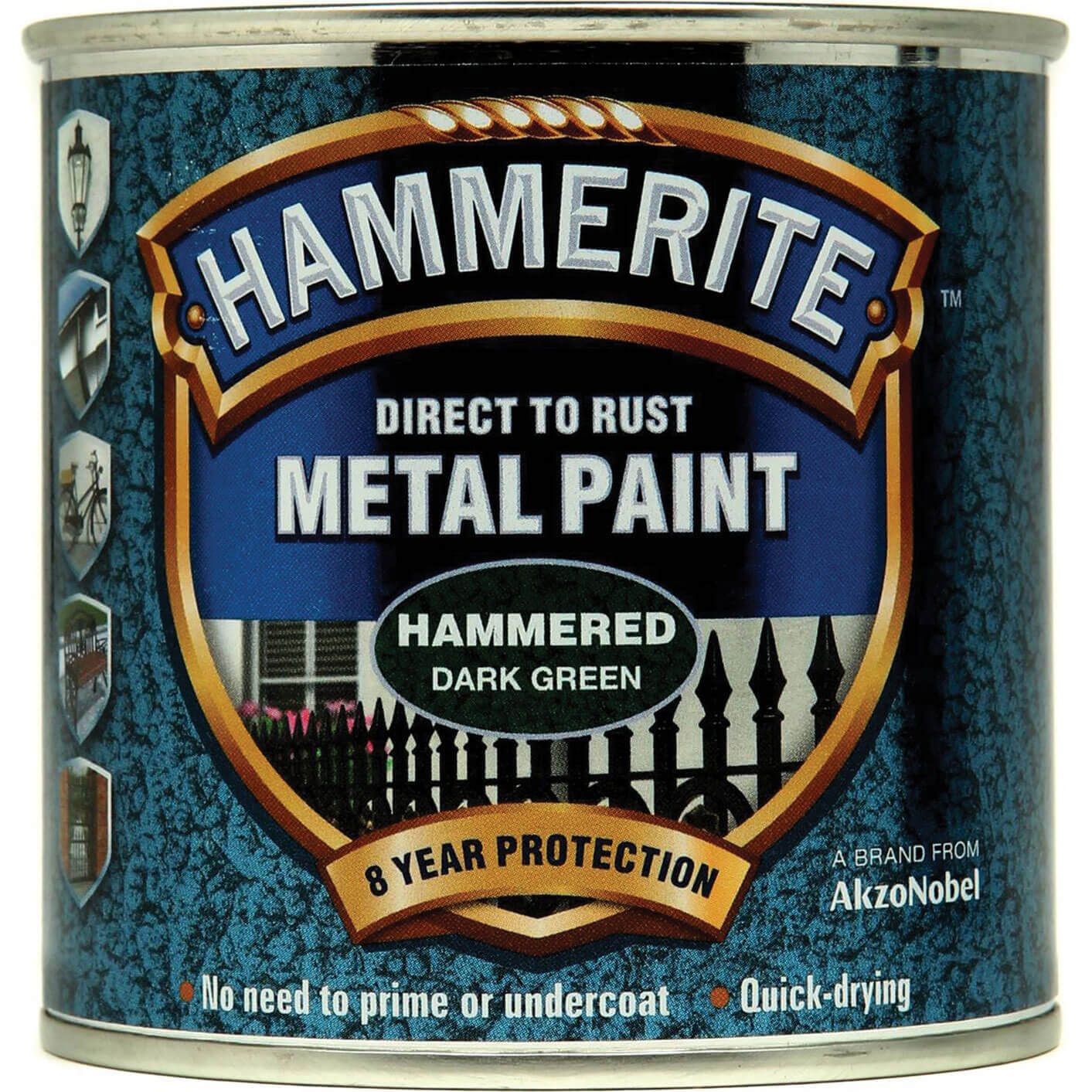 Image of Hammerite Hammered Finish Metal Paint Dark Green 250ml