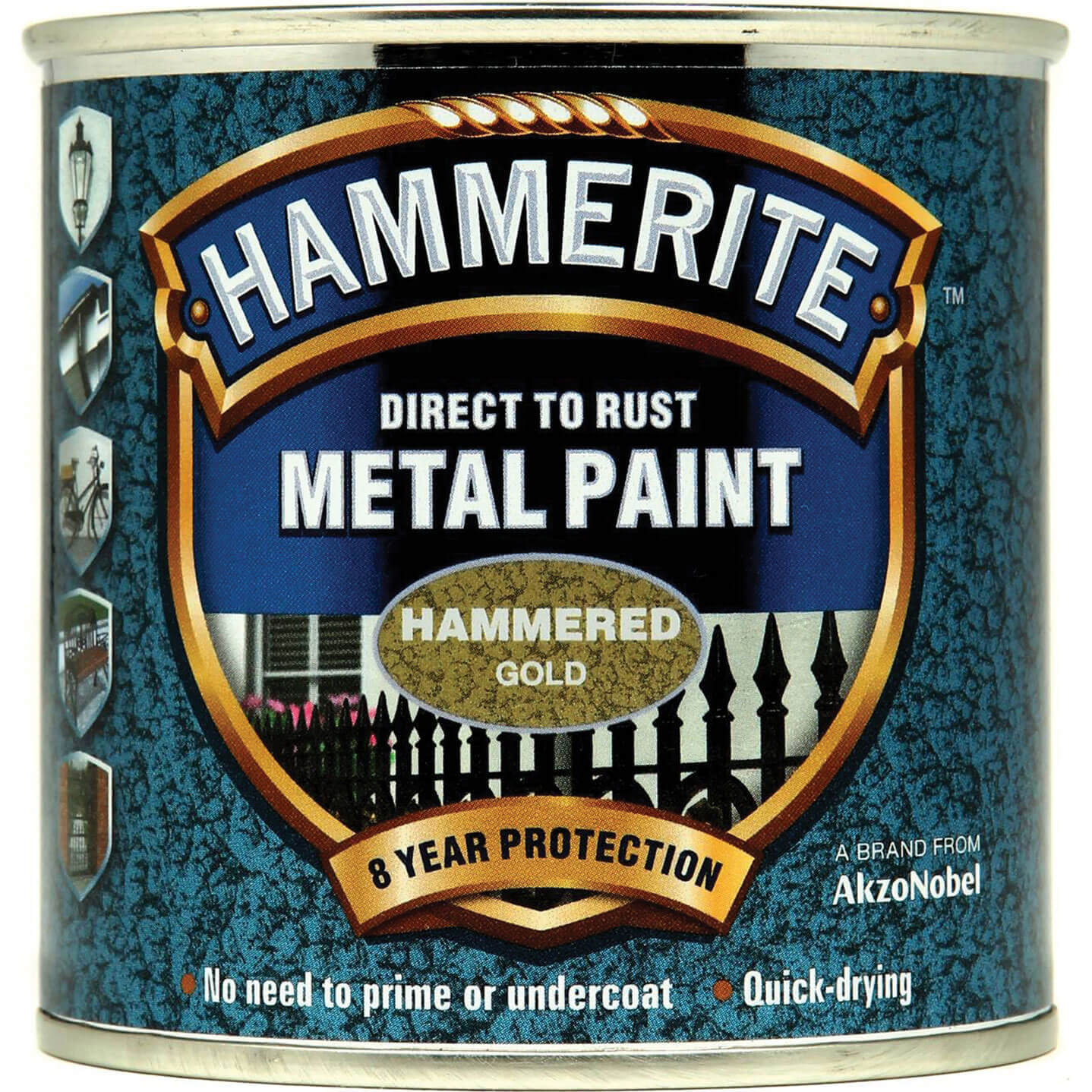 Hammerite Hammered Finish Metal Paint Gold 250ml