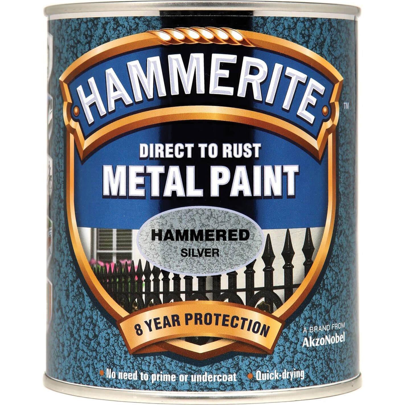 Image of Hammerite Hammered Finish Metal Paint Silver 750ml