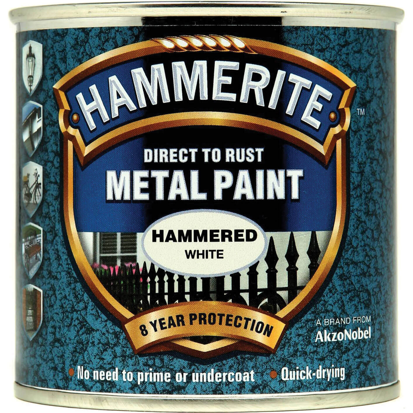Image of Hammerite Hammered Finish Metal Paint White 250ml