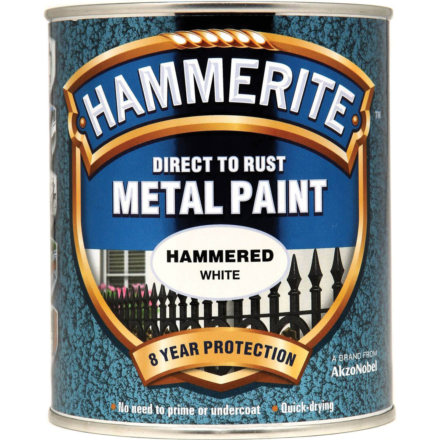 Image of Hammerite Hammered Finish Metal Paint White 750ml