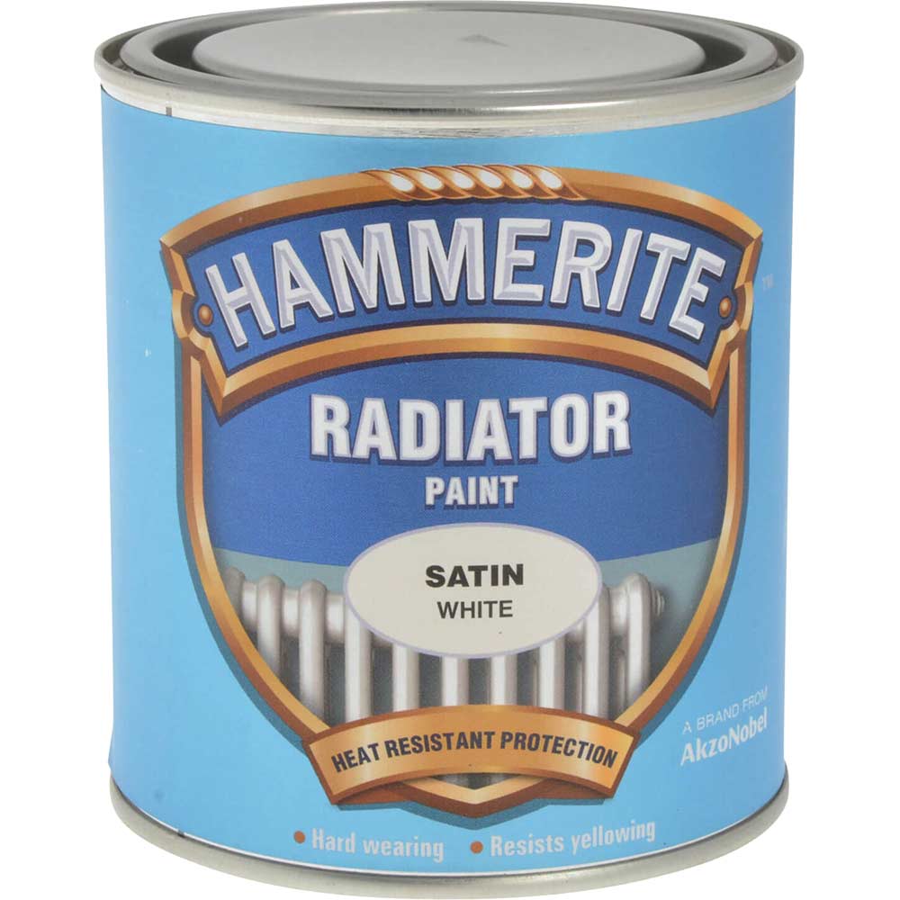 Image of Hammerite Radiator Enamel Paint Satin White 500ml