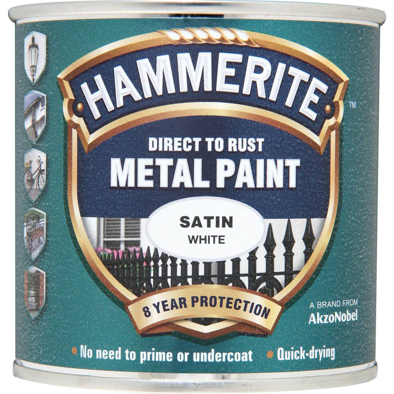 Image of Hammerite Satin Finish Metal Paint White 250ml