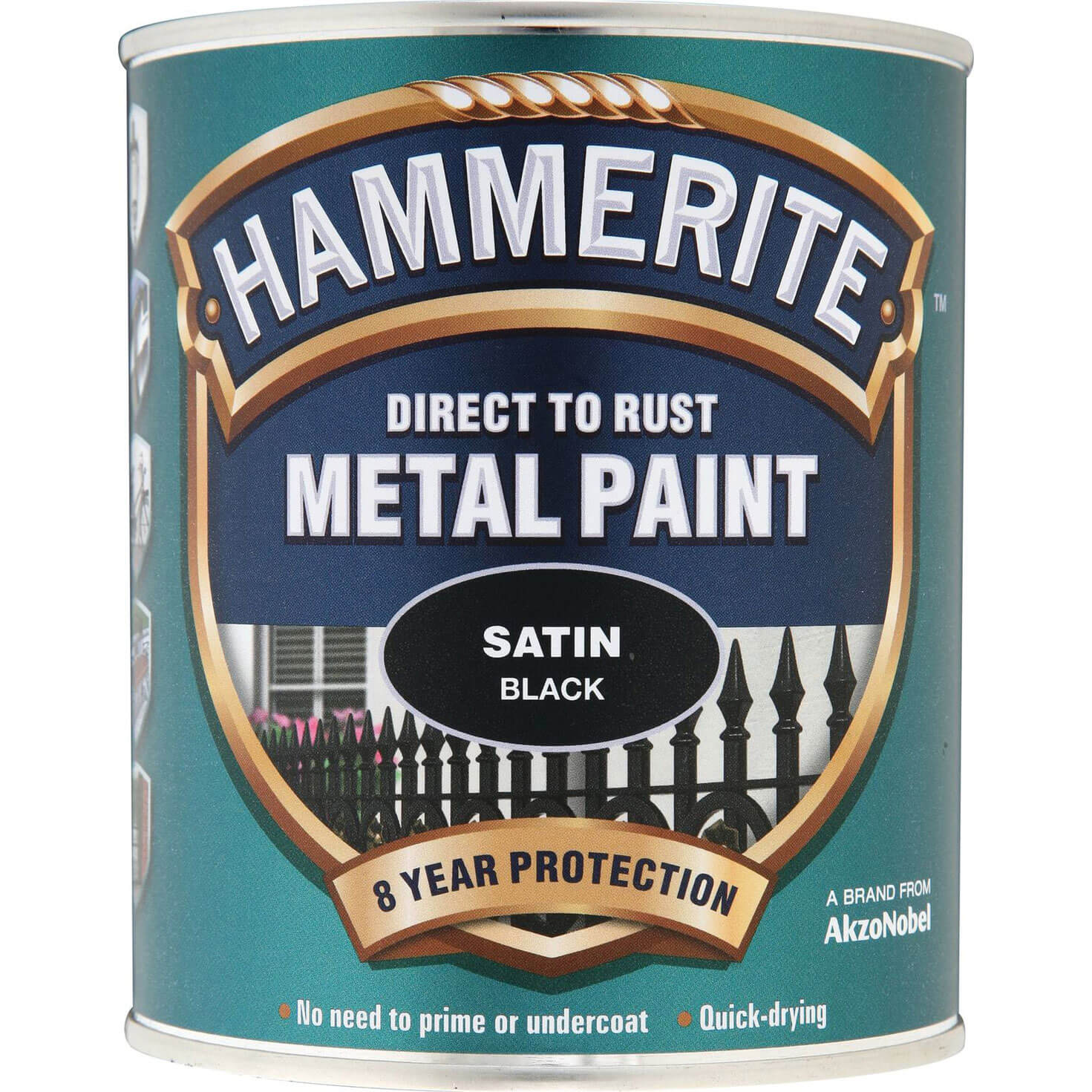Hammerite Satin Finish Metal Paint Black 750ml
