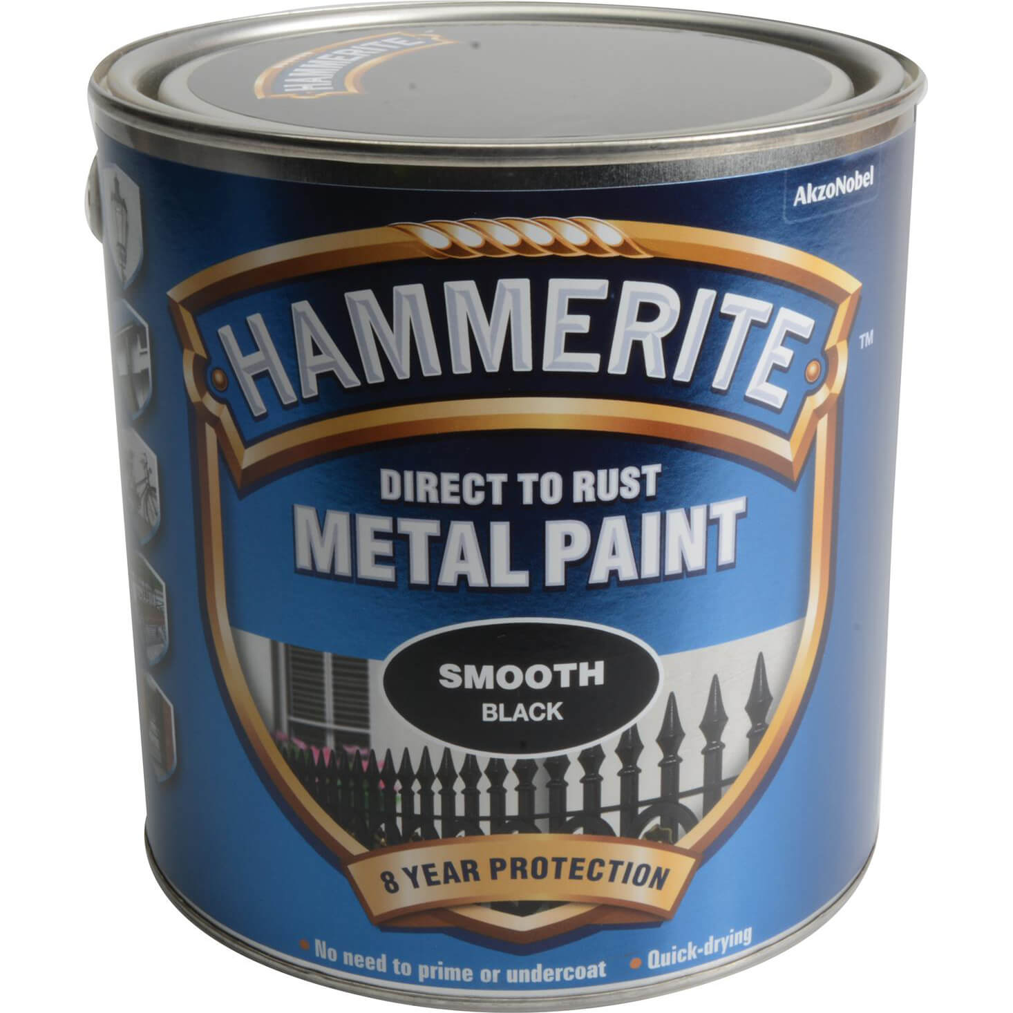 Image of Hammerite Smooth Finish Metal Paint Black 2500ml