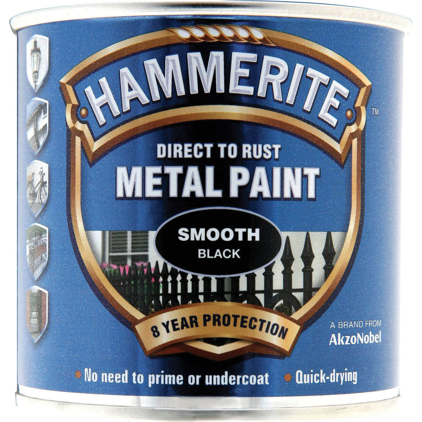 Image of Hammerite Smooth Finish Metal Paint Black 250ml
