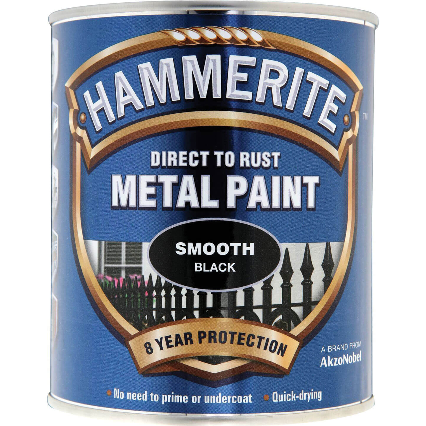 Image of Hammerite Smooth Finish Metal Paint Black 750ml