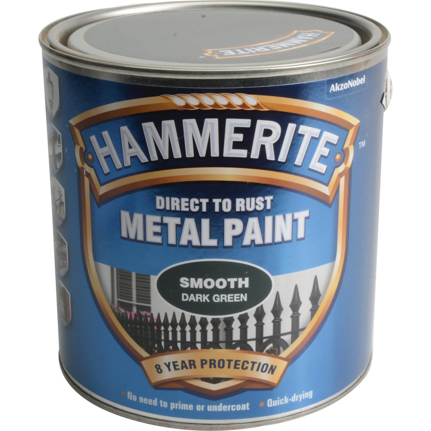 Image of Hammerite Smooth Finish Metal Paint Dark Green 2500ml
