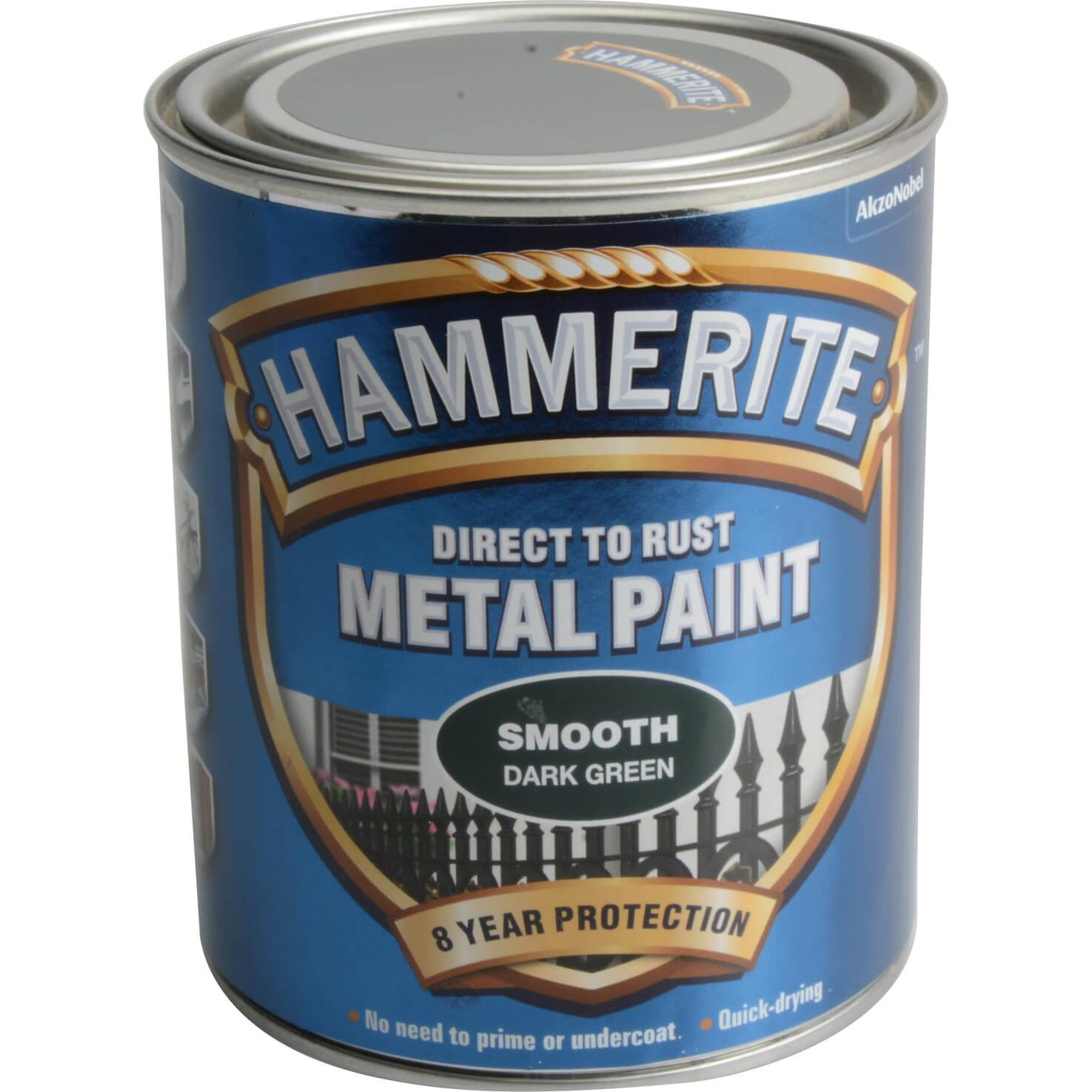 Image of Hammerite Smooth Finish Metal Paint Dark Green 750ml