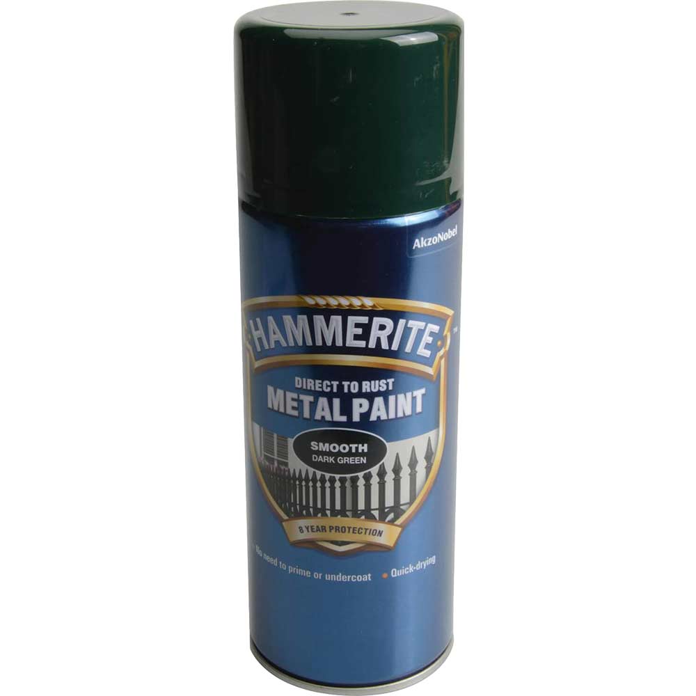 Hammerite Smooth Finish Aerosol Spray Metal Paint Dark Green 400ml