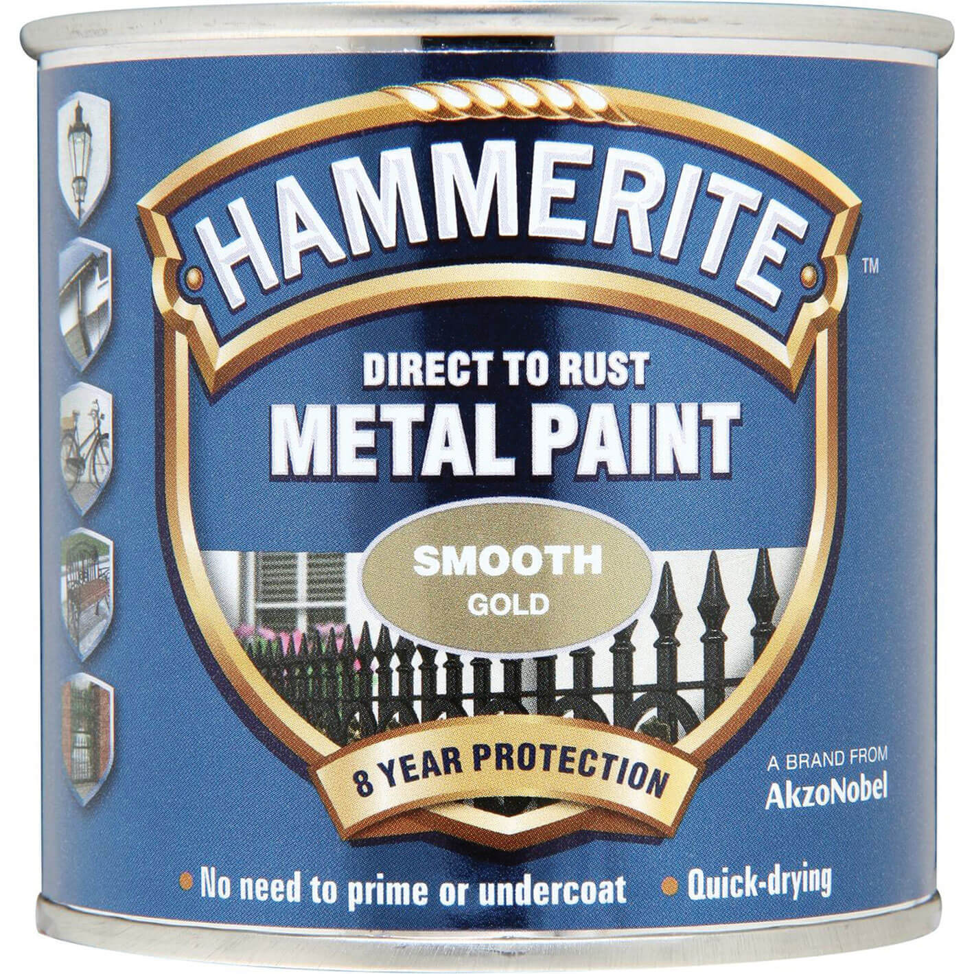 Image of Hammerite Smooth Finish Metal Paint Gold 250ml