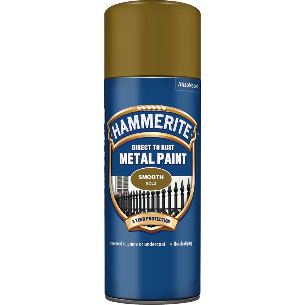 Hammerite Smooth Finish Aerosol Spray Metal Paint Gold 400ml