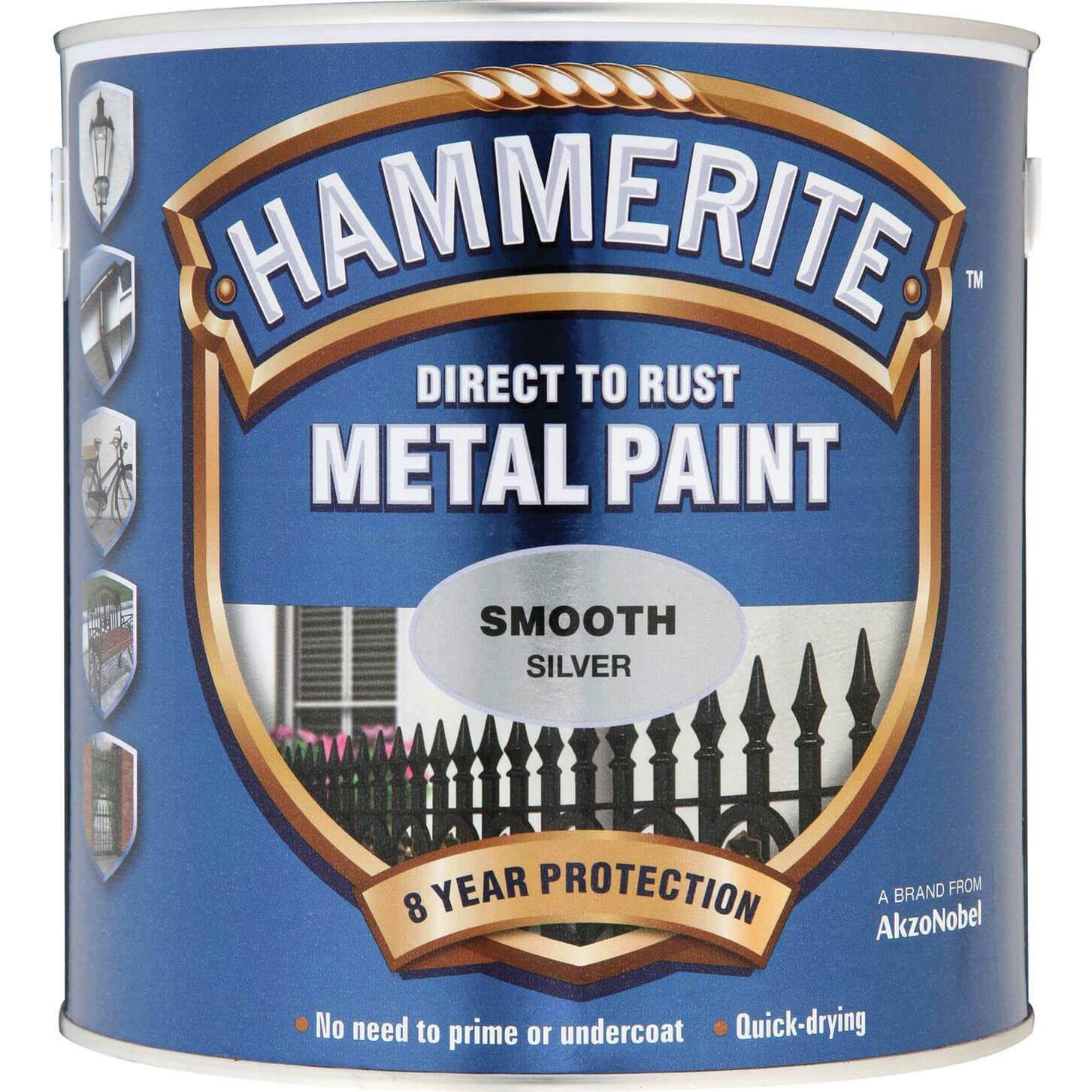 Image of Hammerite Smooth Finish Metal Paint Silver 2500ml