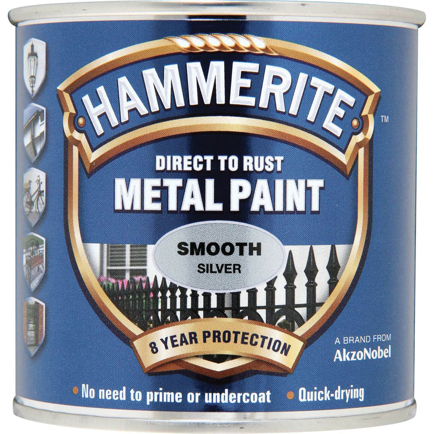 Image of Hammerite Smooth Finish Metal Paint Silver 750ml