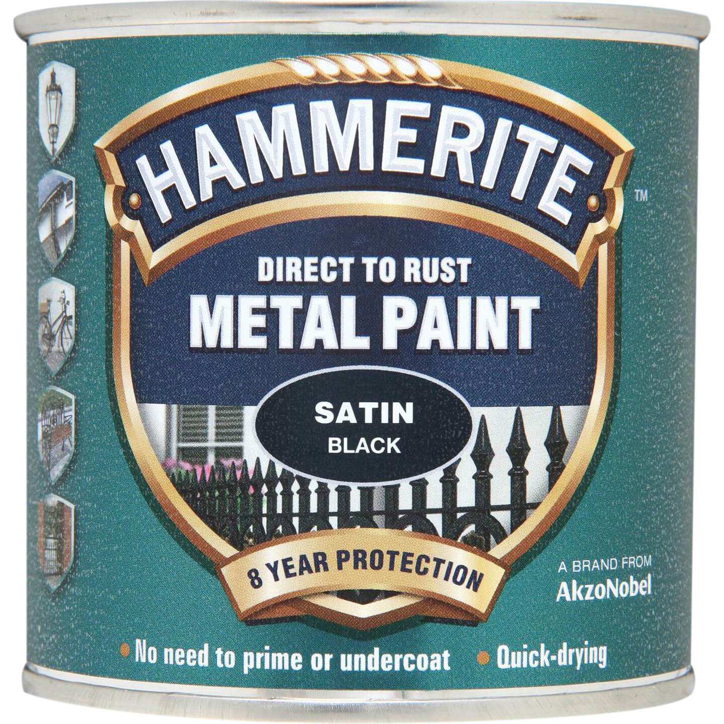 Image of Hammerite Smooth Finish Metal Paint Satin Black 250ml