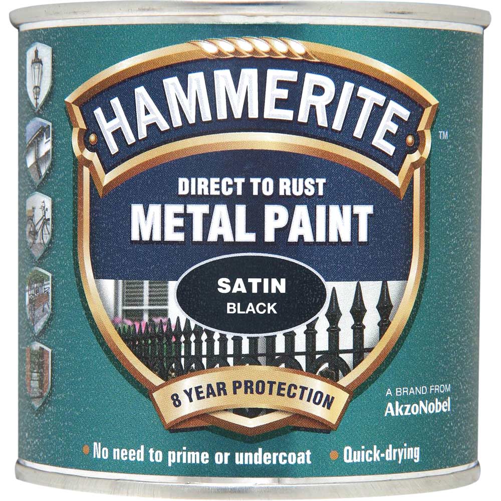 Photos - Varnish Hammerite Smooth Finish Metal Paint Satin Black 250ml SFSB250 