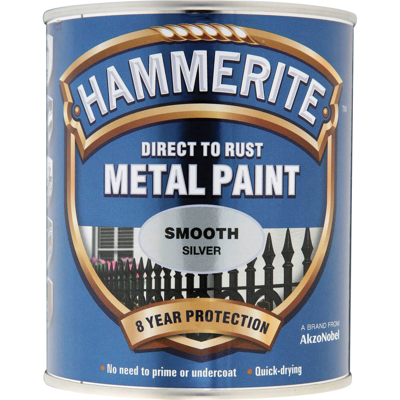 Image of Hammerite Smooth Finish Metal Paint Silver 250ml