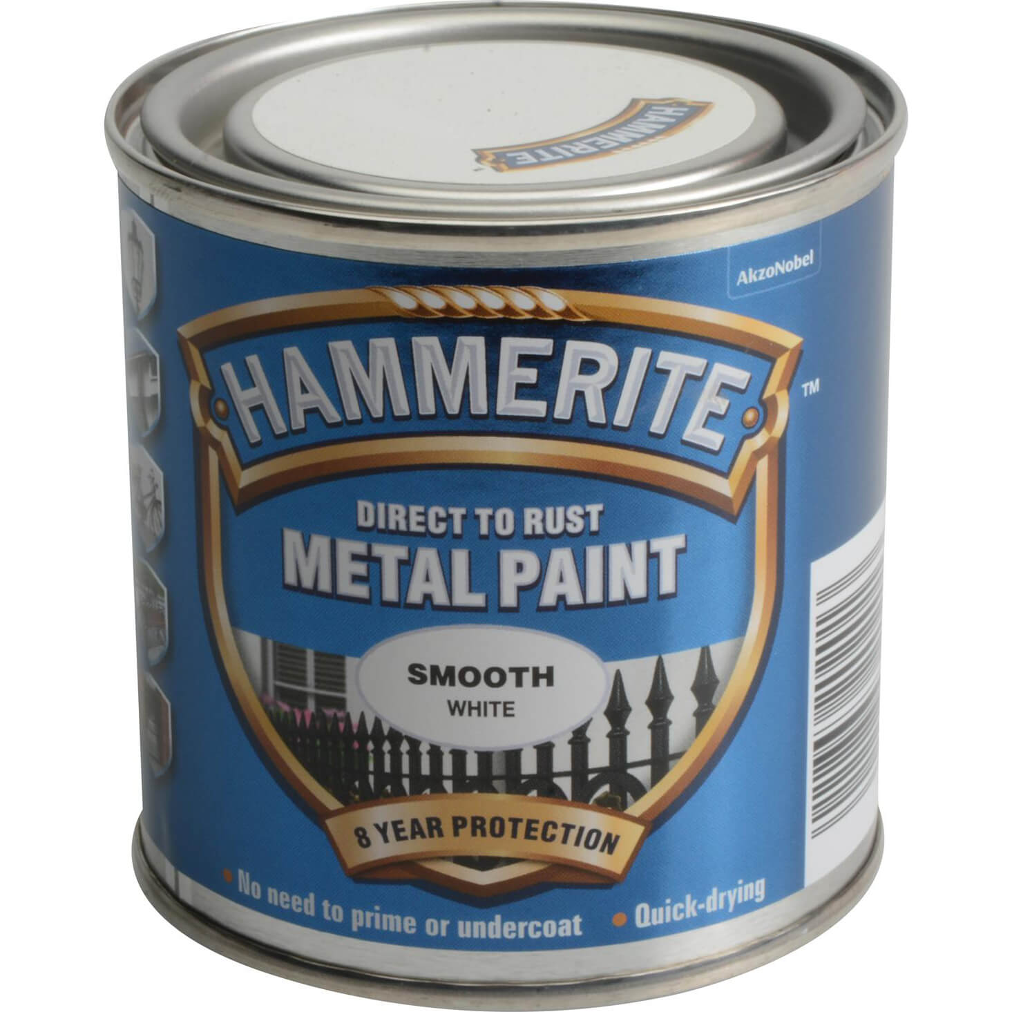 Image of Hammerite Smooth Finish Metal Paint White 250ml